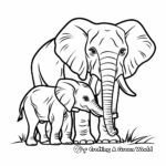 Gentle Mother and Baby Elephant Coloring Pages 2