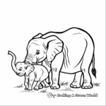 Gentle Mother and Baby Elephant Coloring Pages 4