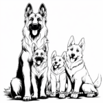German Shepherd Family on Duty Coloring Pages 1