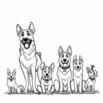 German Shepherd Family on Duty Coloring Pages 2
