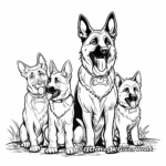 German Shepherd Family on Duty Coloring Pages 3