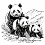 Giant Pandas in the Mountain Coloring Pages 1
