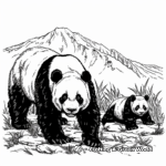 Giant Pandas in the Mountain Coloring Pages 2