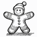 Gingerbread Man in Winter Scene Coloring Pages 1
