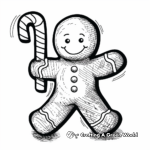 Gingerbread Man with Candy Cane Coloring Pages 1