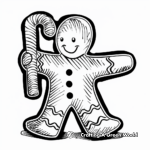 Gingerbread Man with Candy Cane Coloring Pages 3