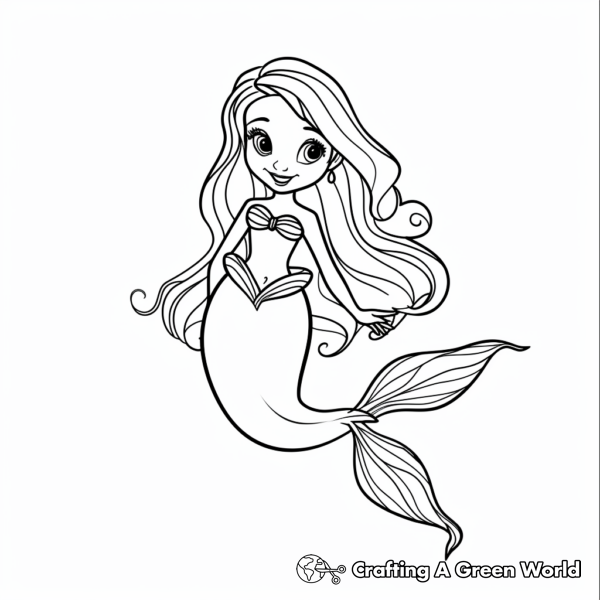 Glamorous Mermaid Princess Coloring Pages 1