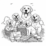 Golden Retriever Family Having a Picnic Coloring Pages 3