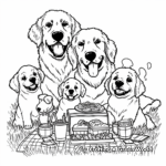 Golden Retriever Family Having a Picnic Coloring Pages 4
