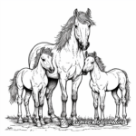 Horse Family Coloring Pages: Stallion, Mare, and Foal 3