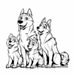 Husky Family in The Wild Coloring Pages 1