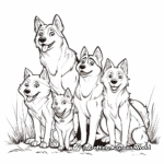 Husky Family in The Wild Coloring Pages 2