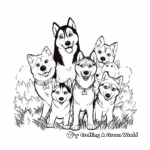 Husky Family in The Wild Coloring Pages 3