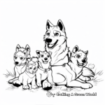 Husky Family in The Wild Coloring Pages 4