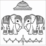 Indian Elephants with Beautiful Decorations Coloring Pages 3