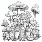 Intricate Alice's Potion Bottles and Magic Mushrooms Coloring Pages 2