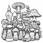 Intricate Alice's Potion Bottles and Magic Mushrooms Coloring Pages 3