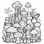 Intricate Alice's Potion Bottles and Magic Mushrooms Coloring Pages 4