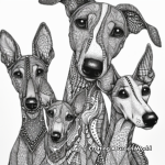 Intricate Greyhound Family Coloring Pages for Adults 2