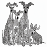 Intricate Greyhound Family Coloring Pages for Adults 4
