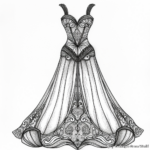 Intricate Mardi Gras Gowns Coloring Pages 1