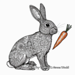 Intricate Patterned Bunny with Carrot Coloring Pages 1