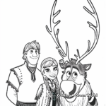 Intricate Sven and Kristoff from Frozen 2 Coloring Pages 2