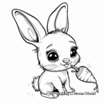 Kid-friendly Cartoon Bunny with Carrot Coloring Pages 1