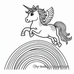 Kid-Friendly Cartoon Unicorn Jumping Over a Rainbow Coloring Pages 1