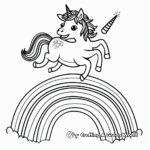 Kid-Friendly Cartoon Unicorn Jumping Over a Rainbow Coloring Pages 2