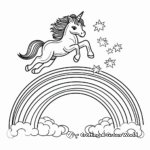 Kid-Friendly Cartoon Unicorn Jumping Over a Rainbow Coloring Pages 4