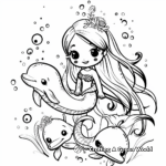 Lovable Siren Mermaid and Dolphin Pals Coloring Pages 2