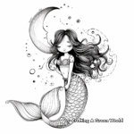 Magical Siren Mermaid in the Moonlight Coloring Pages 1