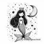 Magical Siren Mermaid in the Moonlight Coloring Pages 2