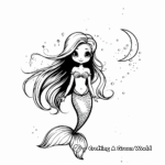 Magical Siren Mermaid in the Moonlight Coloring Pages 3