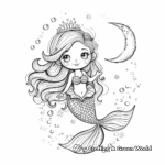 Magical Siren Mermaid in the Moonlight Coloring Pages 4