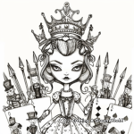 Majestic Red Queen and Her Card Soldiers Coloring Pages 2