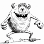 Mike Wazowski in Action Coloring Pages 2