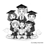 Mix of Students Graduate Group Photo Coloring Page 2