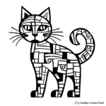 Modern Abstract Cat Coloring Pages for Adults 4