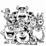 Monsters Inc Characters Group Coloring Pages 1