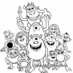 Monsters Inc Characters Group Coloring Pages 2