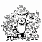 Monsters Inc Characters Group Coloring Pages 4