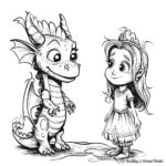 Mythical Dragon and Princess Coloring Pages 1