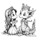 Mythical Dragon and Princess Coloring Pages 2