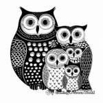 Owl Family Coloring Pages: Male, Female, and Owlets 2