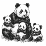 Panda Family Coloring Sheets: Mother, Father, and Cubs 1