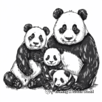 Panda Family Coloring Sheets: Mother, Father, and Cubs 2
