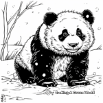 Panda in the Snow: Winter Scene Coloring Pages 1