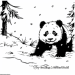 Panda in the Snow: Winter Scene Coloring Pages 3